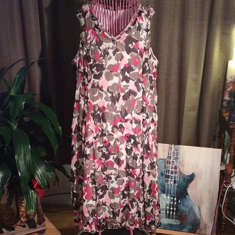Floral Midi Dress - Pink and Brown